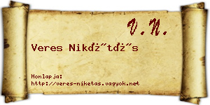 Veres Nikétás névjegykártya